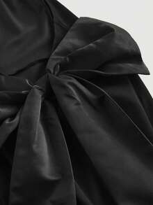 SHEIN MOD Women's Black Backless Bow Tie Halter Neck Dress,Elegant Summer Dinner Club Outfits,Classy Midi Cut Out Birthday Wedding Guest Date Night Dresses - Black - View 3