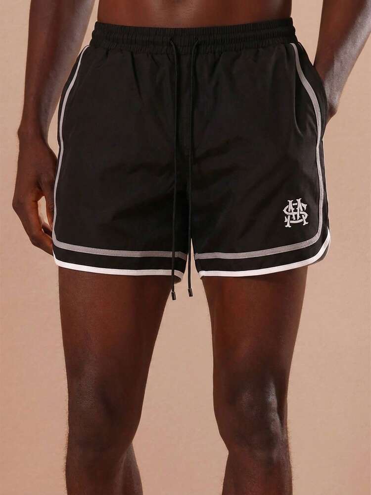 Curved Hem Shorts With Contrast Trim