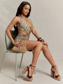 SHUZIA Women's Ankle Strap Square Toe Chunky Block Heel Platform Sandals - Chocolate Brown - View 3