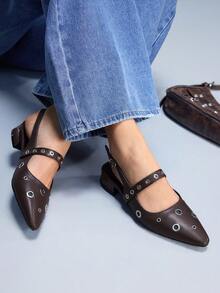 CUCCOO GRLICON Damen High Heel Pumps, Schnallen- und Nieten-Dekor mit Plateauabsatz, Motorrad-Stil Outfit für coole Mädchen, geeignet für Frühling/Sommer, Urlaub, Reisen, 2000er Jahre Stil - Kaffeebraun - Übersicht 6