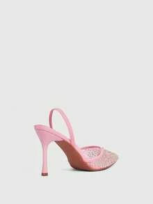 CUCCOO SZL Women's Fashionable Elegant Party Rhinestone Decorated Pumps Spring Shoes - Pink - View 3
