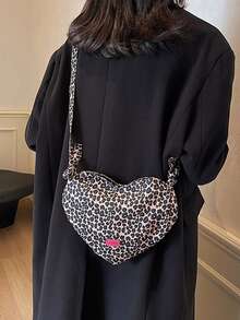 Joivida 1 件装极简豹纹斜挎包 女士可爱圆点心形软肩包 情人节新年开学季适用（棕色/米色/白色） - 彩色 - 查看 14