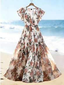 GlowEve 优雅夏季度假长裙，女士编织印花 - 粉色 - 查看 3