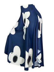 EMERY ROSE Plus Size Floral Print Asymmetric Hem Casual Wide Leg Pants - Multicolor - View 4