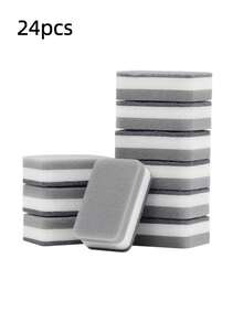 24件套清洁海绵、百洁布、方形抹布、简约洗碗巾、水槽/炉灶清洁布、抗菌可水洗清洁刷，厨房用品，小型厨房清洁工具 - 灰色 - 查看 5