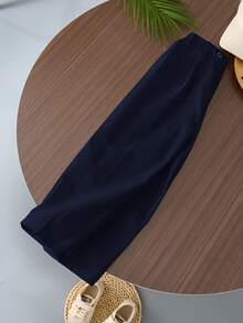 Young BoyWhite Pants With Waistband Buckle Design, Suitable For Parties, Festivals, And Gatherings,Kids - Navy Blue - View 3