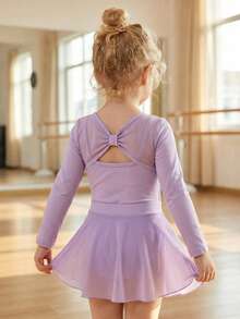 优雅可爱的少女芭蕾舞初学者紧身衣和蓬蓬裙运动套装 - 紫色 - 查看 5