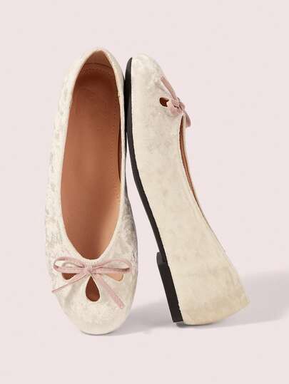 CUCCOO DOLLMOD French Round Head Soft Sole Hollow Ballet Shoes Women's Fashion Women Wear One Pedal Comfortable Soft Sole Shallow Mouth Temperament Velvet Versatile Flat Sole Single Shoe