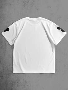 Manfinity ZONE917 男士圆领短袖T恤，夏季时尚 - 白色 - 查看 5