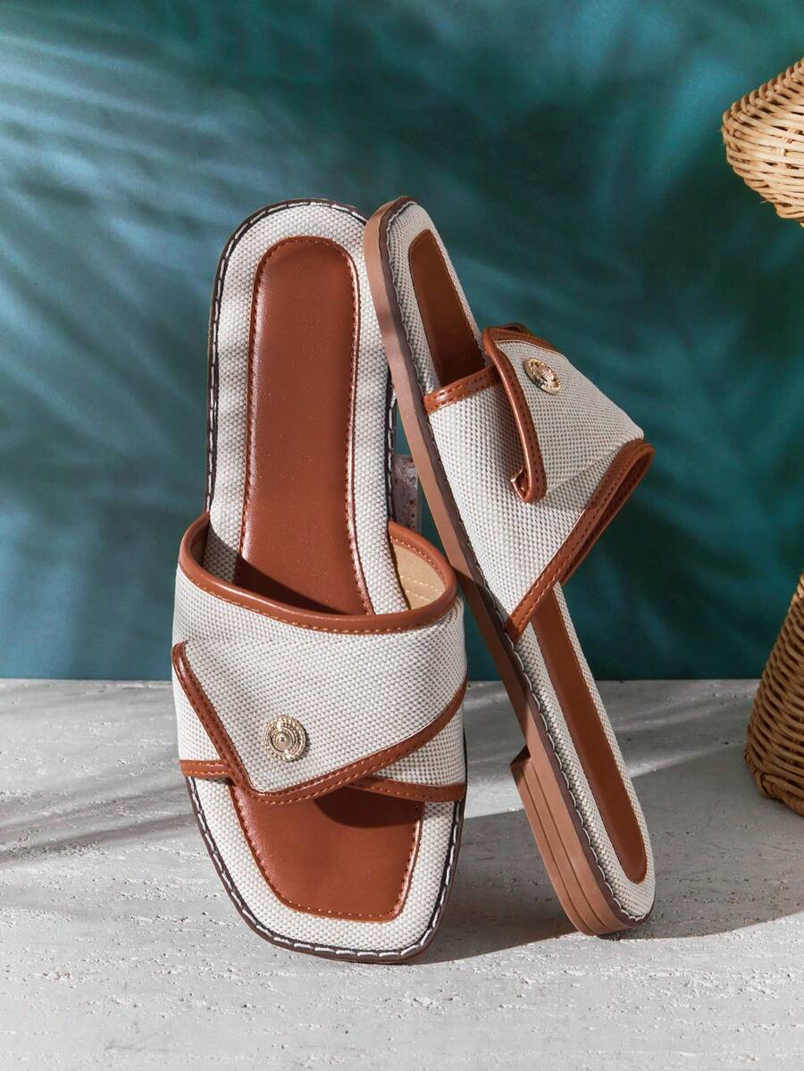 SHUZIA Women's Elegant Fold-Up Upper Slip-On Flat Sandals - Maroon - View 1