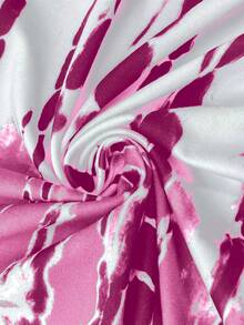 EMERY ROSE Summer New Casual Women's V-Neck Short Sleeve Loose Tie-Dye Print Split Dress - Baby Pink - View 8