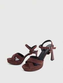 CUCCOO LuxiPop Women Heeled Sandals - Coffee Brown - View 5