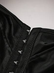 SuitURBody 黑色缎面束身胸衣，正面饰有蝴蝶结，优雅成熟，适合度假和日常穿着。 - 黑色 - 查看 6