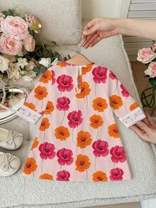 Áo choàng Ả Rập họa tiết hoa, cổ áo hoa trang nhã, váy Ả Rập dài tay truyền thống giản dị và thoải mái, thích hợp mặc vào mùa xuân và mùa hè, váy dài tay thanh lịch và trang nhã, áo choàng cầu nguyện, thoải mái và giản dị, phong cách nghỉ mát, áo choàng Kaftan trang nhã, áo choàng Ả Rập cho bé gái, áo Jalabiya cho bé gái, quần áo Ả Rập cho bé gái, trang phục Valentine cho bé gái. - Nhiều màu - Xem 2