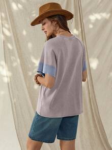 Wildy BOHO Lässiges amerikanisch-westliches Vintage Distressed Stern Muster Kurzarm T-Shirt, Basic für Frühling/Sommer Alltag, Pendeln - Verschiedenfarbig - Übersicht 2