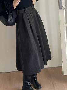 DAZY Chân váy ngắn xếp ly màu trơn thời trang đa năng dành cho nữ, thích hợp cho hẹn hò/đi chơi. - Xám - Xem 5