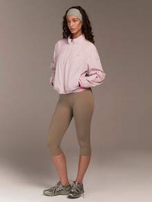 VARSIVA Women's Letter Print Raglan Sleeve Zip Front Casual Loose Jacket - Pink - View 6