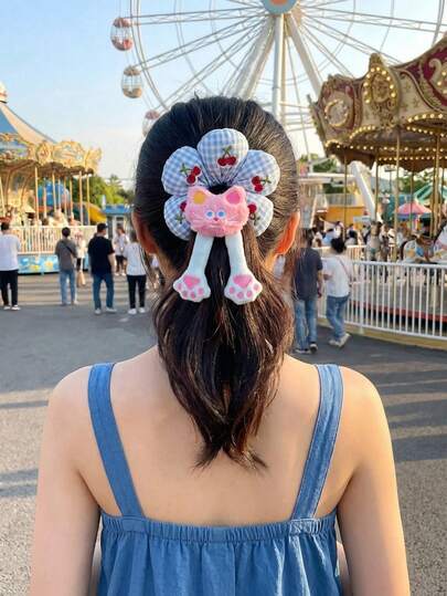Joivida Cute Cartoon Flower Hairband For Women - 3D Dog, Cat, Duck Pattern With Soft Tones Design, Soft Fabric Hair Accessory, Decorative Hairband Suitable For Daily Outfits