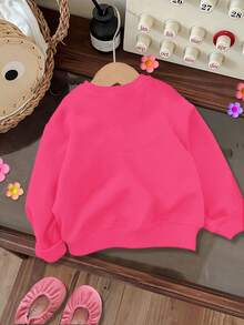 SHEIN 女婴针织柔软圆领宽松厚款卫衣，秋冬休闲装 - 玫紅色 - 查看 2