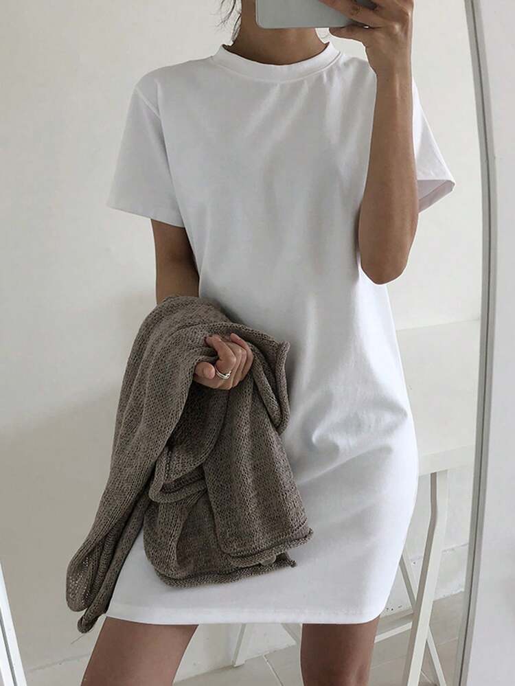 zara white t shirt dress TIMELESS - 100% LINEN SHIRTDRESS - Sea island cotton poplin Short-sleeve cotton jersey T-shirt dress