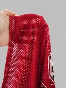 SHEIN Tween Girl Casual Street Style V-Neck Pink Bow Print Graphic Tee - Red - View 5