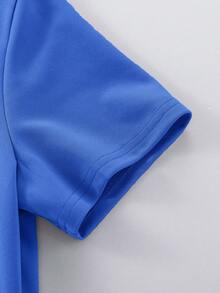 6pcs/Set Tween Boy Casual Embossed Pattern Round Neck T-Shirt & Shorts Set - Multicolor - View 5