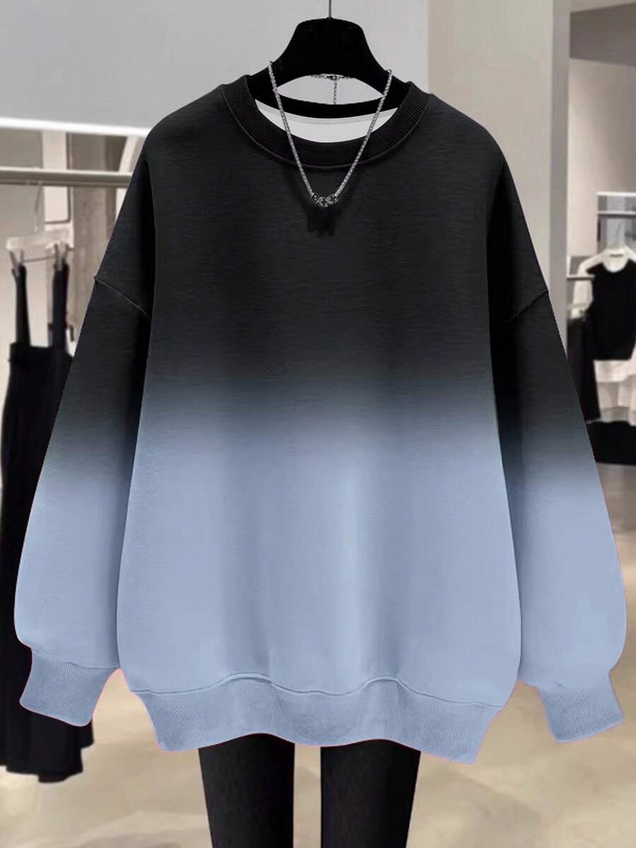 EMERY ROSE 流行新款渐变色常规女式圆领运动衫