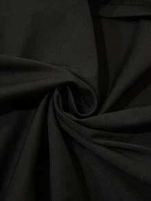 Elaquor Kaos Wanita Ukuran Besar dengan Patchwork Renda dan Hem Asimetris, Modis, Serbaguna, untuk Pemakaian Sehari-hari, Lengan Pendek - Hitam - View 8