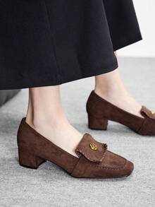 CUCCOO BIZCHIC Tacones altos de moda versátiles de uso diario con decoración de metal para mujeres - Marrón - Ver 5