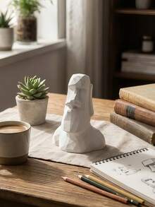 Cirelle Tượng Moai hình học bằng thạch cao trang trí bàn làm việc - Tác phẩm điêu khắc đầu người đảo Phục Sinh tối giản cho kệ nhà/văn phòng, món quà ý nghĩa dành cho bạn bè và gia đình, vật trang trí bàn nghệ thuật. - Đồ trang trí bằng thạch cao - Xem 9