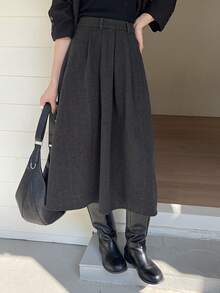 DAZY Chân váy ngắn xếp ly màu trơn thời trang đa năng dành cho nữ, thích hợp cho hẹn hò/đi chơi. - Xám - Xem 4