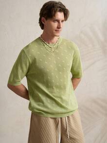 Airaco 男士休闲圆领短袖针织上衣 - 薄荷綠 - 查看 4