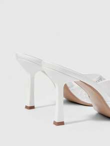Sleekvia Women's Fashionable & Elegant Commuter Rhinestone Decorated Heeled Sandals Valentine's Day - White - View 9