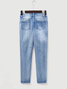 SHEIN Tween Boy Casual Everyday Versatile Washed Denim Jeans - Light Wash - View 2