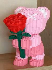 1 Set Rose Flower Bouquet Building Blocks Toy, Small Particles Assembly Blocks, 3D Toy, Valentine's Day Gift For Friends And Family, Rose Flower Gift - Multicolor - View 6