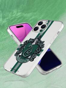 HARRY POTTER X SHEIN 1个斯莱特林学院哈利波特蛇形徽章条纹手机壳 | 创意十足，英伦学院风，防尘防水 | 兼容iPhone 17/17 Pro/17 Pro Max/Air/16/15/14/13/12/11/Pro/Pro Max/X/XR/XS/XS Max/7/8/Plus - 無色 - 查看 3