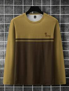 Manfinity Homme Men's Letter Crown Print Round Neck Long Sleeve Casual T-Shirt - Multicolor - View 3