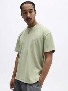 SUMWON Men's Essentials Script Crew Neck Short Sleeve T-Shirt Casual Everyday Wear Spring Summer Basic Tee - Mustard Yellow - View 4