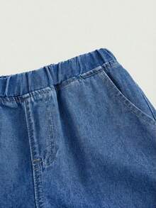 Serisse Kids Tween Girls' Crew Neck Solid Color Raglan Sleeve Front Button Denim Outfit