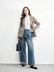 CUCCOO BIZCHIC Women's Embroidered Button Decor Square Toe Flat Loafers Valentine's Day - Black - View 8