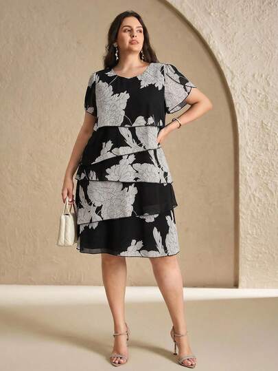 Reflora New Plus Size Women's Fashion Floral Print Ruffle Hem Cinched Waist Long Dress, Autumn Dress, Ruffle Dress, Floral Dress ,Summer Dress Summer Summer Dresses Summer Outfits Summer Holiday Outfits Long Summer Dress For Women Spring Outfit Women Spring Spring Break Outfits Spring Clothing Valentine's Day Valentine Outfits For Women Valentines Valentines Day Valentine Valentine Valentine's Day Outfit Valentine Clothes Valentines Day Outfit Valentines Day Dress Valentine's Day Dress Carnival Carnival Costume Carnival Women Look 2026 2026 Carnival Women Carnival Clothes Carnival Costume Women Beach Beach Dress Beach Outfits For Women Beach Skirt Beach Outfit Elegant Dresses For Women Elegant Dresses Elegant Dress Women Elegant Dress Vacation Outfits Women Vacation Summer Holiday Outfits Holiday Outfits For Women Holiday Vacation Outfits For Women Floral Dress Brown Dress Flower Wedding