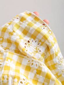 Sweetra 格子镂空刺绣抹胸上衣+A字蛋糕裙波西米亚风夏季两件套女装 - 黃色 - 查看 8