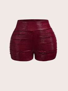 Slaydiva Quần short nữ dáng ôm, họa tiết da báo đỏ, chất liệu PU, phong cách đường phố mùa xuân/hè mới, gợi cảm. Thích hợp cho các dịp lễ, năm mới, hẹn hò, ngày Valentine, tiệc tùng, tụ họp, câu lạc bộ gợi cảm, hộp đêm và các chuyến mua sắm, lễ hội, liên hoan âm nhạc, buổi hòa nhạc, dạo phố. - Màu Đỏ Sâu - Xem 2