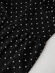 SHEIN Sweetro Women's Polka Dot V-Neck Sleeveless Long Jumpsuit, Spring/Summer - Black - View 3