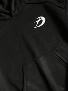 AXEPEAK Men's Moon Print Long Sleeve Pocket Casual Hoodie - Black - View 4