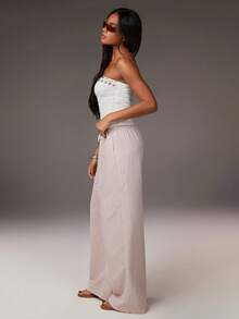 Athîral Women's Drawstring Waist Plaid Casual Versatile Commuting Wide Leg Pants - Multicolor - View 5