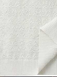 Manfinity Homme 男士休闲百搭数字条纹V领针织背心 - 白色 - 查看 6