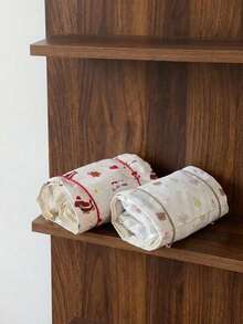 Joivida 1pc Cute Fabric Cosmetic Bag -Bib Bear Bundle Makeup Bag - Perfect For Travel & Daily Use, Hand Washable, Layered Makeup & Toiletry Organizer, Cute Cosmetic Bag, Holiday Gift Item, Playful Design - Beige - View 1