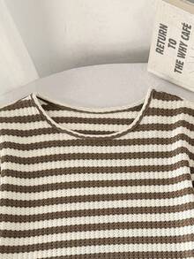 SHEIN Tween Girls' Casual Crew Neck Short Sleeve Top And Tank Set - Black - View 5