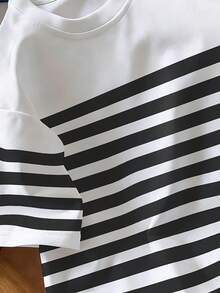 Manfinity Joysei Men's Striped Print Round Neck Short Sleeve Casual Versatile T-Shirt - Multicolor - View 4